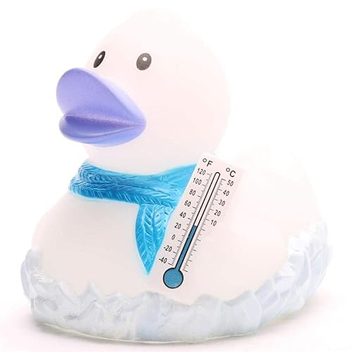 Duckshop I Badeente Frosty I Quietscheentchen I L: 7,5 cm I inkl. Quietscheenten-Schlüsselanhänger I Geschenk Winter I Geschenk Weihnachten