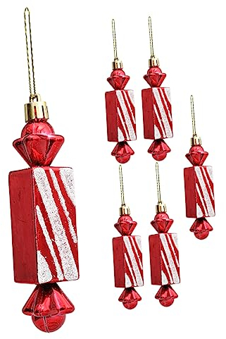 Amosfun Weihnachtsbaumdekoration 6 Stück Quadratische Bonbon-Anhänger Weihnachtsbonbon-Ornamente Bonbons Rote Kunststoffbox Weihnachten Weihnachtsbaum Bonbons Christbaumschmuck