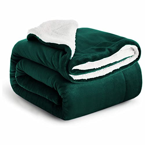 Imperial Rooms Sherpa Fleece Blanket Bed Throws Blankets For Sofas Soft Fluffy Thick Blanket Reversible Microfiber Throw (Emerald, King (230 x 270 Cm))