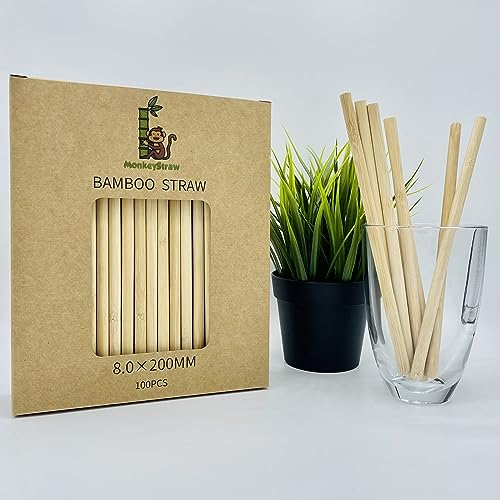 Pajitas de bambú reutilizables, 100 unidades, pajitas de bambú