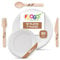 FOOGO Green 250pcs Disposable Sugarcane Fibre Strong Paper Plates and Wooden Cutlery Set, FSC® Certified, 50x Large Round, 50x Small Plates, 50x Forks, 50x Knives, 50x Spoons