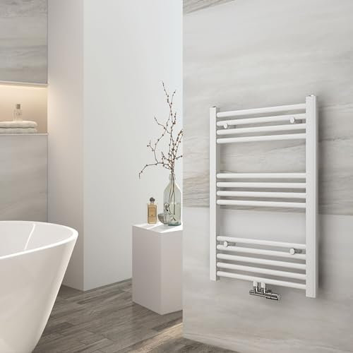 EMKE Badheizkörper 750x500 mm, Handtuchheizkörper Mittelanschluss Badheizkörper Handtuchhalter Handtuchwärmer Handtuchtrockner Heizkörper Klein Bad Handtuchheizung Weiß 291W