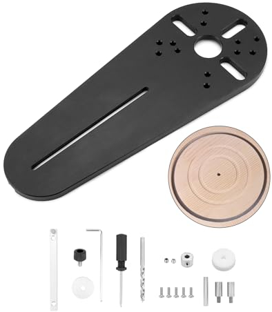 QWORK® Plantilla circular para corte circular, compatible con Bosch RT0700C DRT50 Makita GMR1, fresadora eléctrica para madera, diámetro de corte de 2 cm a 68 cm