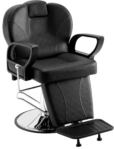 VEVOR Friseurstuhl 150 kg Gewichtskapazität Friseursessel aus Schwamm PU höhenverstellbar Barbersessel 360° drehbar Barberstuhl 94,5 x 62 x 93 cm