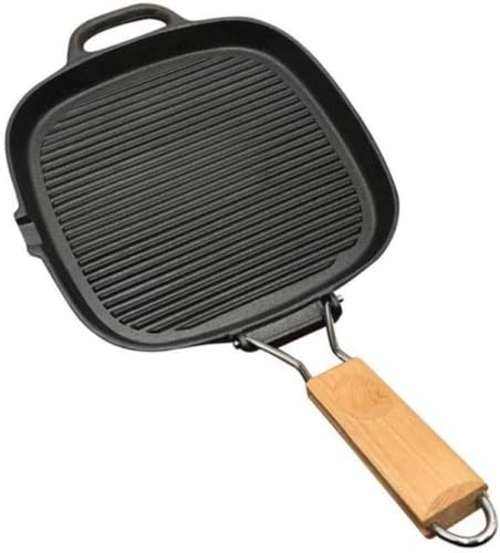 YISHUOYZBS Frying Pan Grill Teppanyaki BBQ Hot Plate Camping Non Stick Adjustable Temperature Foldable Handle-24CM