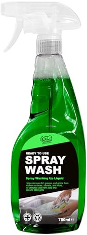 One Chem Spray Washing Up Liquid 750 ml for Dishes, Kitchen Surfaces, Utensils and Appliances, Removes Dirt, Grease and Grime, Leaves a Brilliant Shine