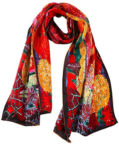JWSilk Langer Charmeuse Seidenschal Klassischer Kunstdruck