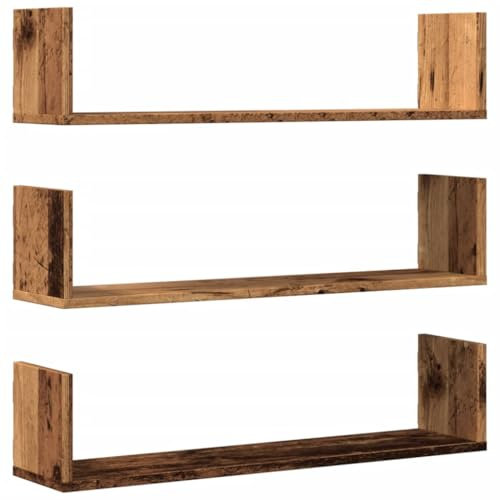 vidaXL Étagères murales 3 pcs Vieux Bois 80x18x18 cm Bois d'ingénierie