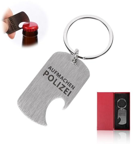Anicy Geschenke für Männer Flaschenöffner Schlüsselanhänger - Aufmachen Polizei Zubehör Edelstahl Flaschenöffner Lustig Polizei Geschenke als Mitbringsel, Geburtstag, mit Roter Geschenkkarton