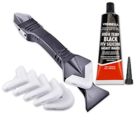 V363 High-Temperature Black Silicone Sealant for Oven Glass Door Gasket - Heat Resistant Glue + 5-in-1 Finishing Tool for Precise Application - Gasket Sealent- Oven Door Seal