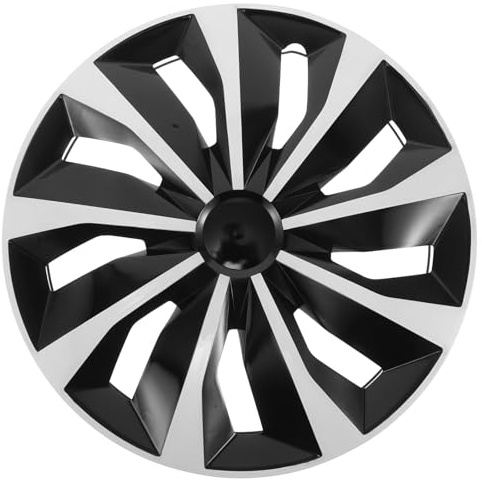 ULTECHNOVO Car Wheel Trims 1pcs : 15 Inch Hub Cap for Standard Steel Wheels, Car Rim Replacement, Silver & Black Modern Style Accessory