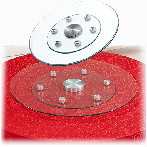 LFONDIGE Plateau tournant de Cuisine Lazy Susan, Plateau de Service Rond en Verre trempé, Plateau Rotatif avec roulements Silencieux, Tourne en Douceur, 27,5, 31,5, 33,5, 35,5, pour Table à Mange