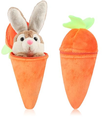 JWTRSVTY 2 PCS Hase Karotte Kuscheltier, Hasen Verstecken, Cartoon Karotte Hase Schlüsselanhänger, Abnehmbare Hase Karotten Anhänger, Osterhase Plüschtiere,Für Jungen Mädchen Karneval Oster Geschenke