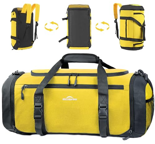 ZIOSINM Sporttasche Herren + Rucksack-Funktion, Reisetasche Damen | Sporttasche Damen mit Schuhfach, Nassfach und Wärmedämmungsfach, Gym Bag für Fitness, Reisen, Schwimmen und Sport