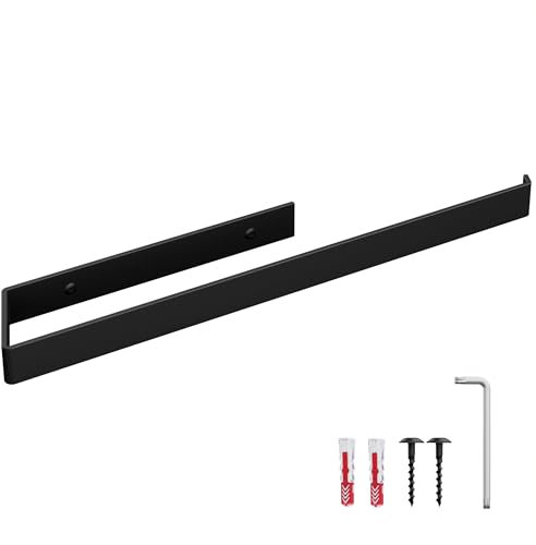 HOLZBRINK Porta asciugamani bagno da parete nero opaco 444x72 mm | Appendi asciugamani per bagno, bidet | Porta salviette grande da muro