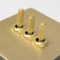 Satin Brass Straight Knurled Switches and Sockets (3 gang 2 way Toggle)
