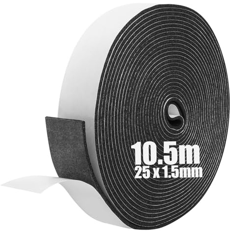 Foam Tape, Self Adhesive Foam Insulation Strip Weather Stripping Foam Tape, Draught Excluder Tape for Door Window Gap Seal, Insulation Soundproofing, Air Conditioning Seal