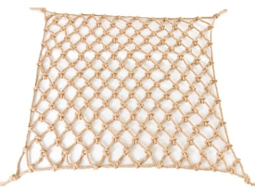 Filet de support en jute biodégradable – Treillis écologique pour plantes grimpantes au plafond Décoration suspendue 1,5 m x 3 m 8 mm Ficelle 12 cm