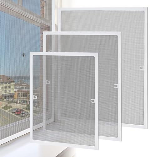 ACXIN Mosquitera para ventana con marco de aluminio, rejilla de aluminio, antimosquitos sin agujeros, 100 x 120 cm, fácil montaje, resistente a los rayos UV (blanco)