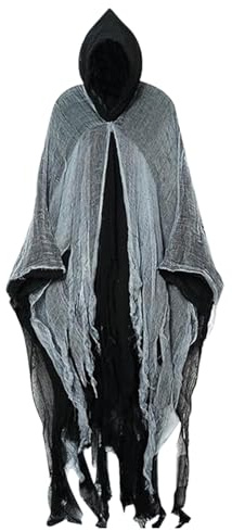 Halloween-Umhang für Herren, Unisex, für Erwachsene, mit gruseliger Kapuze, für Cosplay, Haus des Terrors, Partys und Veranstaltungen