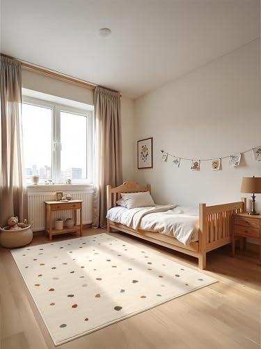 Hanse Home Adventures Kinderteppich - Konfetti Punkte Spielteppich, Modernes Design, Spielmatte, Krabbelteppich Junge Mädchen für Kinderzimmer, Jugendzimmer, Wohnzimmer - Creme Multifarben, 200x290cm