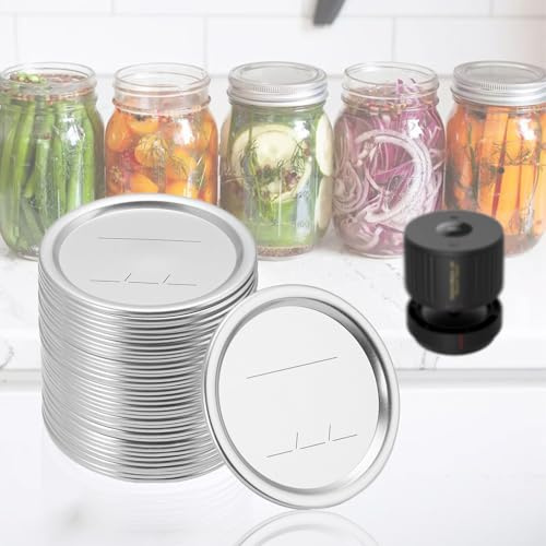 36 PCS Wide Mouth Mason Jar Lids, Compatible with Mason Jar Vacuum Sealer, Vacuum Seal Mason Jar Lids Only, Replaceable Mason Jar Vacuum Sealer Lid, Canning Lids Wide Mouth, With Date Reminder