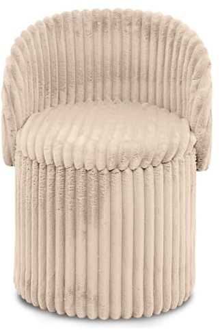 GC GAVENO CAVAILIA Ribbed Round Ottoman Storage Box With Lid, Mink