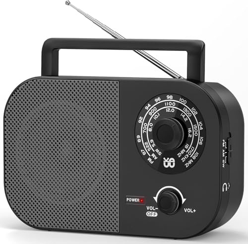 Tendak Radio portable AM FM SW, radio à ondes courtes avec haut-parleur, antenne transistor, prise casque et grand bouton de réglage, alimentée par piles ou murale pour urgence extérieure à la maison