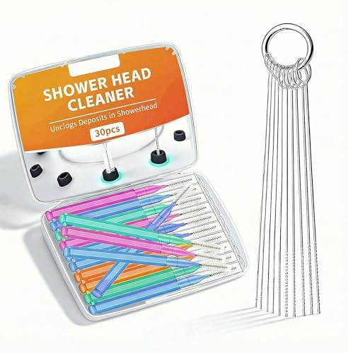 Shower Head Cleaner Tool, Multi-Size Shower Head Cleaning Brush & Shower Head Cleaner Picks for Unclogging Small Nozzles & Crevices Shower Cleaning Tools for Bathroom & Kitchen (30pcs Set)