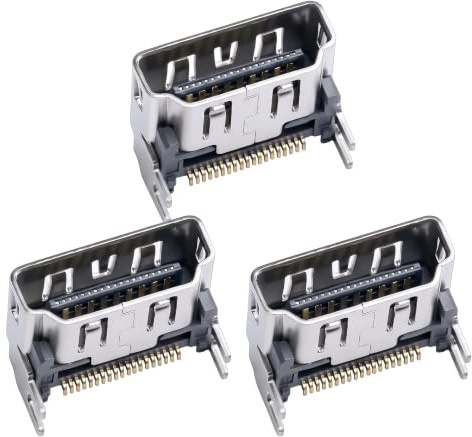 Xevtrak Port HDMI de Remplacement, Lot de 3 Interface de Connexion pour Accessoire Console de Jeu Compatible avec la PS5, Prise Femelle Quatre Broches 1A, Connecteur Vidéo Haute Définition