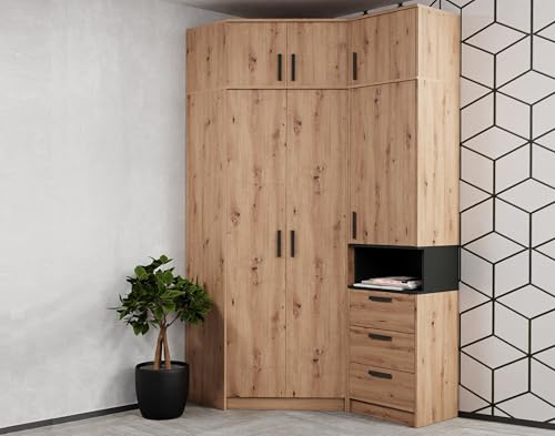 Marmex Meble Möbelset Grant Set 12A Eckschrank Ragal Kleiderschrank Schlafzimmer Jugendzimmer Flur Wohnzimmer
