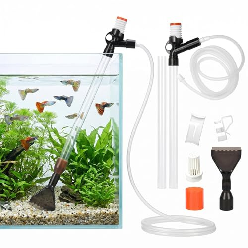 SINJAETRQ Aquarium Gravel Cleaner Siphon Kit - 3-in-1 Manual Water Changer & Sand Vacuum with Algae Scraper For Fish Tank Cleaning, Perfect For Freshwater Aquariums, Turtle Tanks & Weekly Maintenance