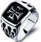 Stainless Steel Crusade Cross Biker Ring (Silver, Q)