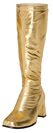 Women's Ladies Fancy Dress 1960's & 70's Knee High Go Go Retro Boots Size UK 3-12 (UK 12, Gold)