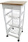 Mueble Gestion Verdulero frutero, Carro de Cocina con Ruedas, 37x37x85 Blanco Tapa Madera Oporto 6
