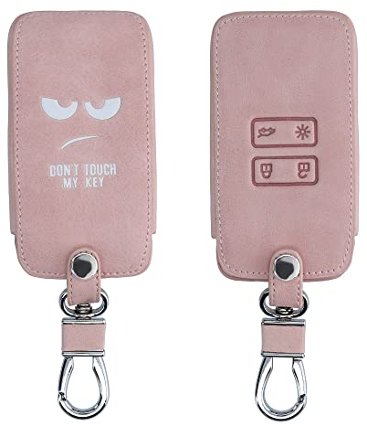 kwmobile Autoschlüssel Hülle kompatibel mit Renault 4-Tasten Smartkey Autoschlüssel (nur Keyless Go) - Kunstleder Schutzhülle Schlüsselhülle Don't Touch My Key Weiß Rosegold
