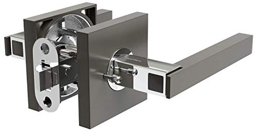 Avalon 0590 - Modern Door Handle Lever Set (Privacy/Passage) in Satin Gunmetal with Polished Chrome Finish