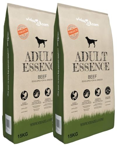 vidaXL 2x15kg Hundefutter Premium Adult Essence Beef 30kg Hunde Trockenfutter
