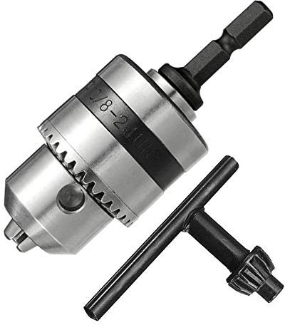 Eyech 1/4 Inch Hex Shank 1.5-10mm Keyed Three-Jaw Drill Bit Chucks Quick Connect Adapter Conversion Impact Driver Capacity Mount 3/8-24 UNF