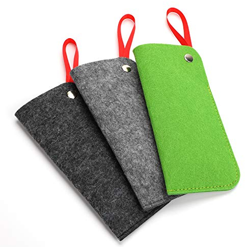 Hifot morbida occhiali custodia 3 pezzi, Feltro portatile da viaggio Occhiali da Custodia Astuccio marsupio per occhiali da sole