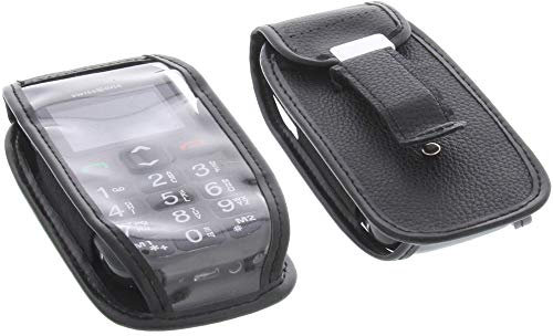 foto-kontor Handytasche kompatibel mit Swisstone BBM 320C mit Sichtfenster und Gürtelclip Schutzhülle schwarz