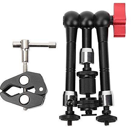 Topiky 11'' Articulating Magic Arm,Super Clamp Crab Zangenclip,Premium Stable Fotografie Halterung mit 360° Kugelkopf, Kaltschuhhalterung,1/4''Schraube für DSLR