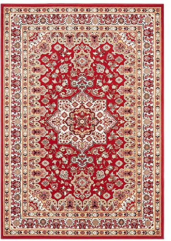 Nouristan Mirkan Orient Teppich – Wohnzimmerteppich Orientalisch Kurzflor Vintage Orientalischer Teppich für Esszimmer, Wohnzimmer, Schlafzimmer – Rot, 200x290cm