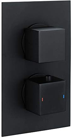Dara Concealed Shower Bath Valve Dual Outlet Square – Matt Black
