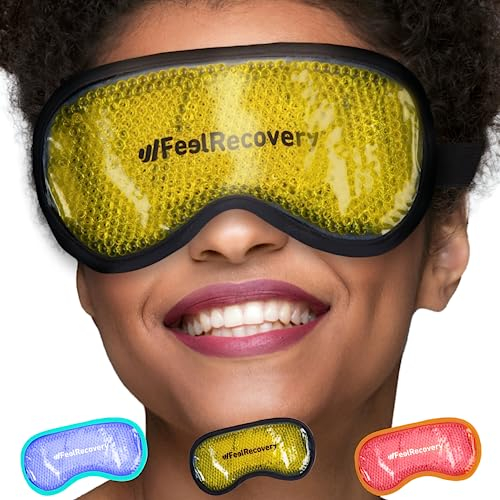 Antifaz Gel Frío para Hinchazón de Ojos (21x11 cm) - Máscara con Perlas de Gel Reutilizable para Reducir Ojos Cansados y Secos, Migrañas, Dolor de Cabeza y Blefaritis