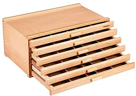 KINGART 723N Studio Wooden Artist Box, 6-Drawer, Designed Storage for Art Materials, Natural Aufbewahrungsbox aus Holz für Künstler, Natürliches Finish