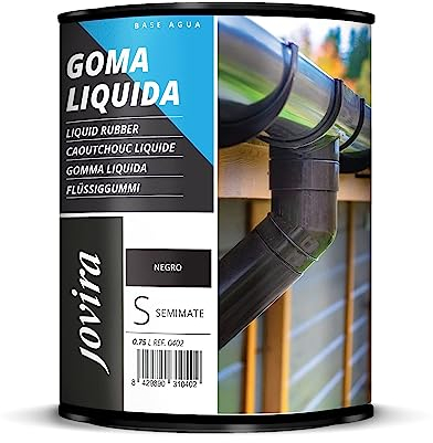 JOVIRA PINTURAS Goma Líquida al Agua. Impermeabilizante especial para sellar, proteger y reparar. (750 Mililitros, Negro) C-47