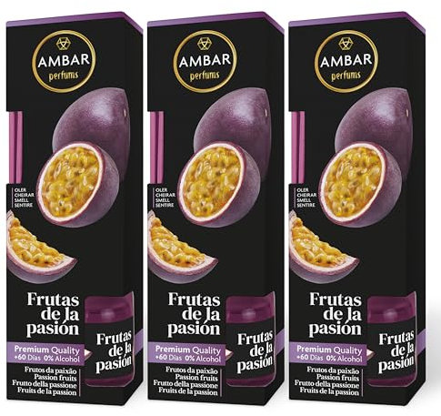 Ambar Perfums Frutas De La Pasión Ambientador Mikado, 50 ml, Pack de 3