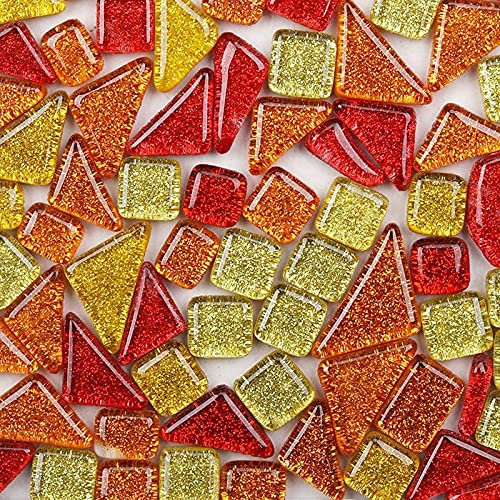 Tessere Mosaico Piastrelle Mosaico Vetro, Colore Misto Irregolari Pezzi di Vetro,Tessere per Mosaico Piastrelle Assortite per Lavori Artigianali,Decorazioni,200g(Tempo fugace)