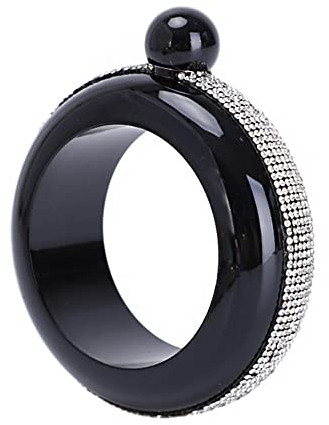 Tiardey Bracelet Bracelet Flacon,3.5oz Lisse Bracelet Portable en Acier Inoxydable Flacon pour Fête Activités De Plein Air Idées Cadeaux - Strass Noirs
